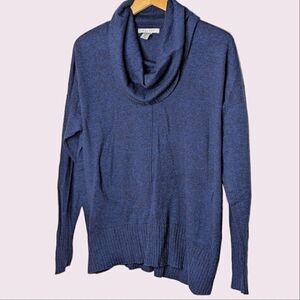 RALSEY Marled Blue Black Drop Shoulder Oversized Cotton Sweater size L